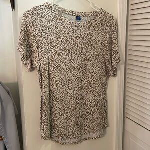Old Navy Luxe Animal Print Tee TAN AND WHITE